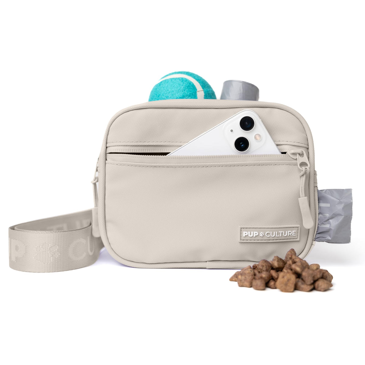 Pup Culture dog treat pouch with crossbody strap for hands-free daily walks