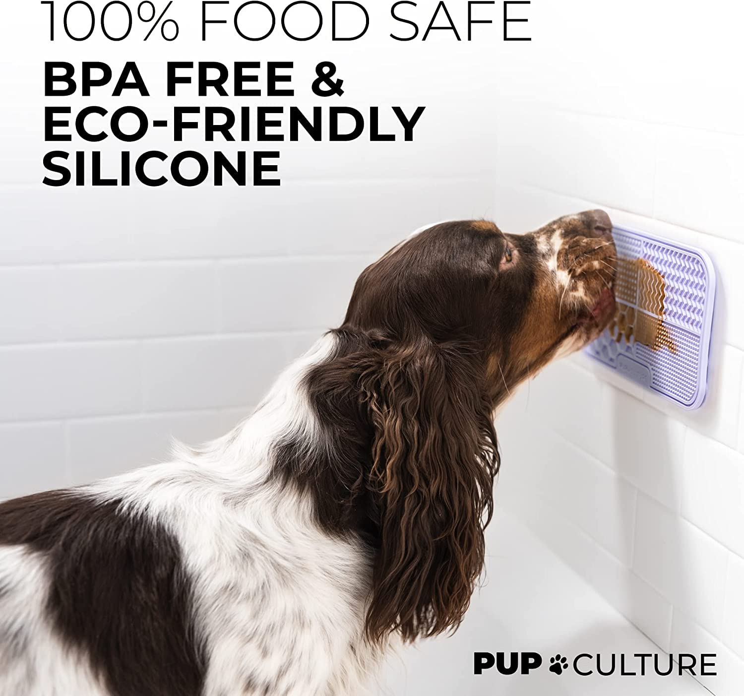 Pup Culture lick-mat anti-choking design display promotes safer feeding.