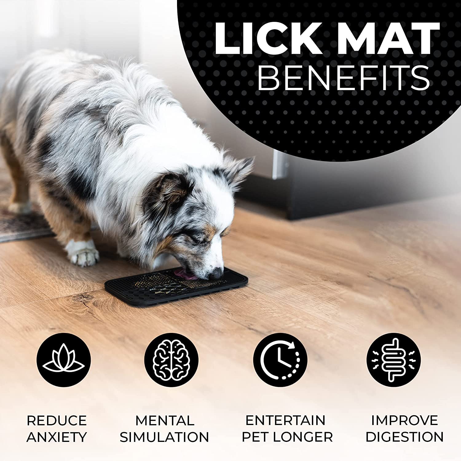 Pup Culture lick mat dog eating on mat demonstrates slow feeding benefits