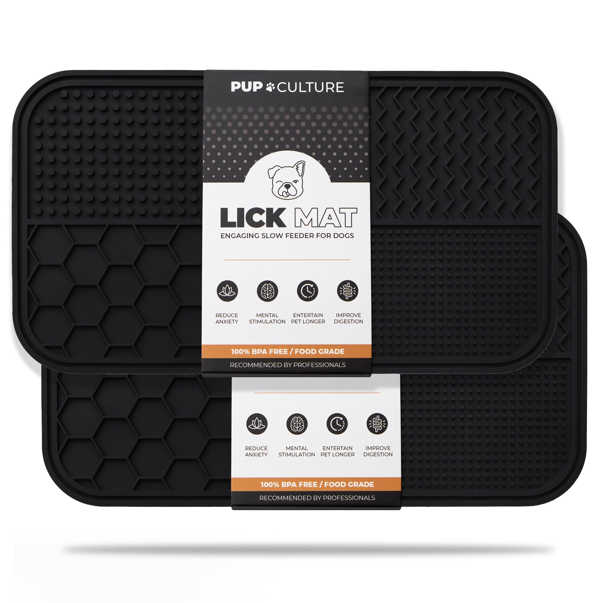 Pup Culture lick mat front view showing sturdy design for slow feeding