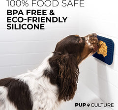 Pup Culture lick mat mental-stimulation grid highlights focus and foraging practice.