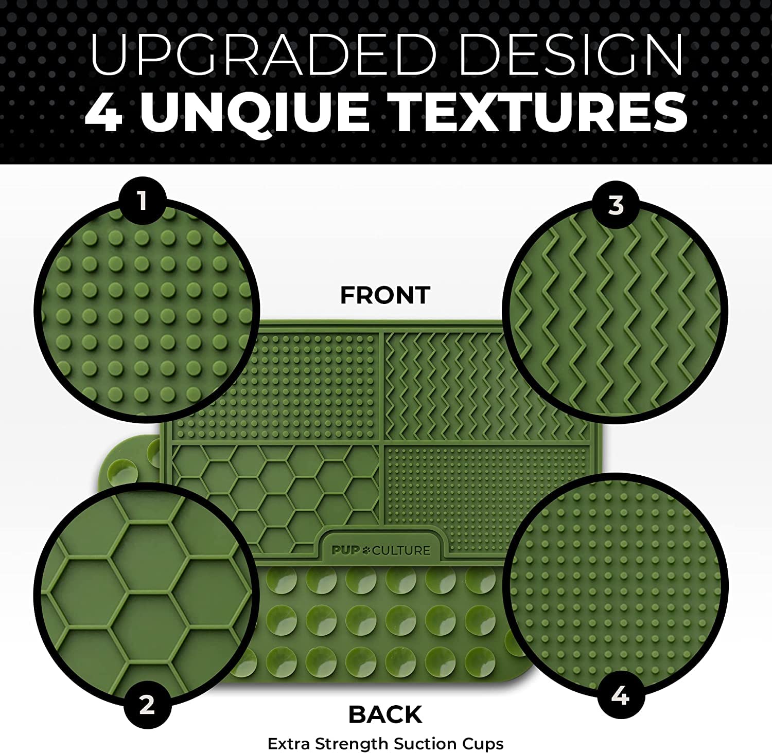 Pup Culture lick-mat with rectangles pattern foraging and patience.