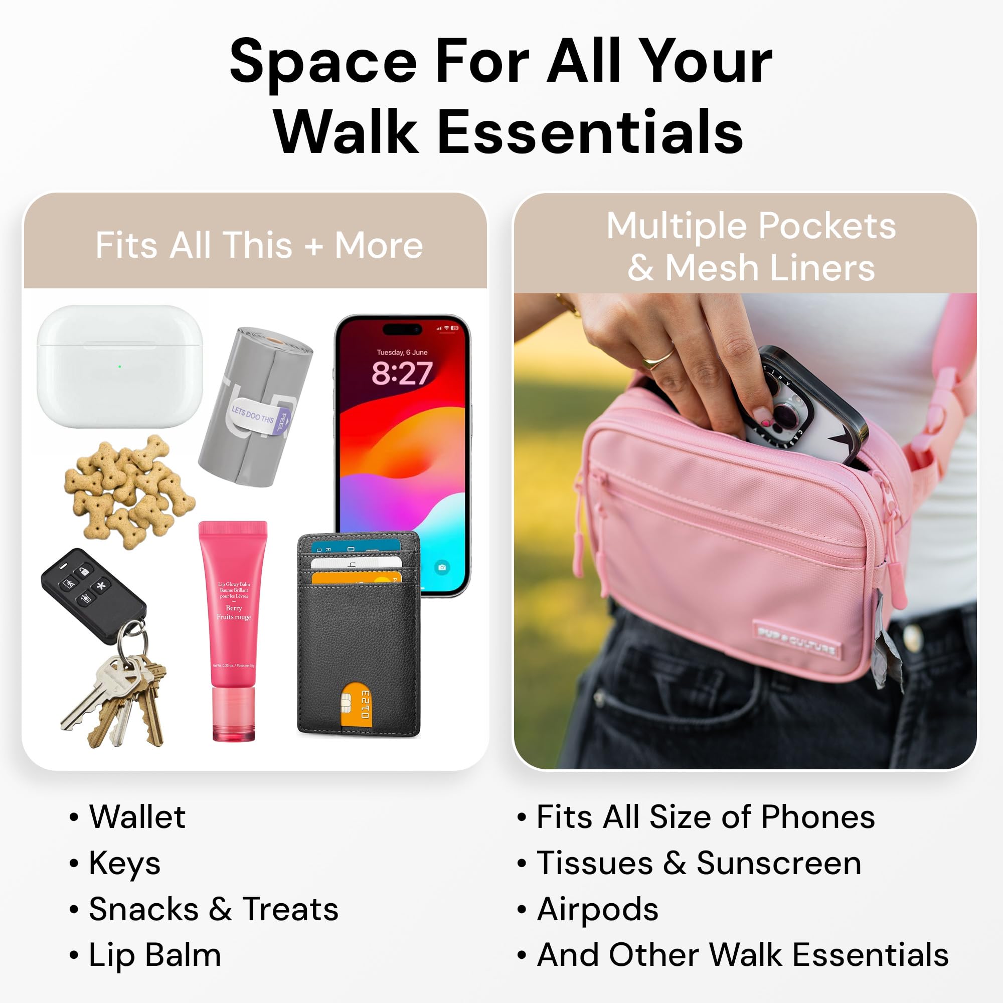 Pup Culture multiway wear bag can be worn as crossbody or fanny pack