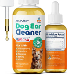 Pup Labs Ear Clear bottle and dropper for easy at-home dog ear cleaning.