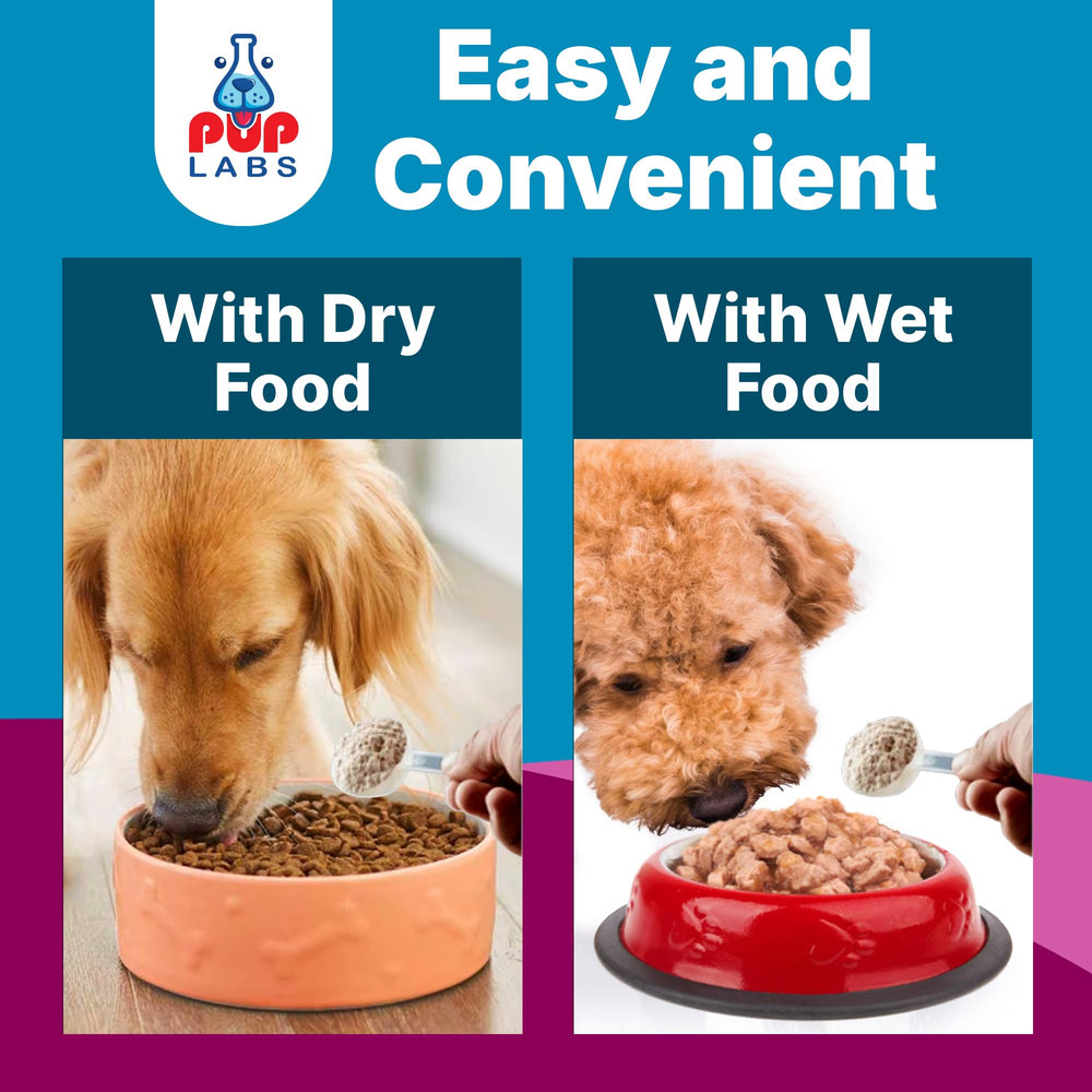 Pup Labs K9 Belly Bliss vet-approved stamp signaling trusted gut health support.