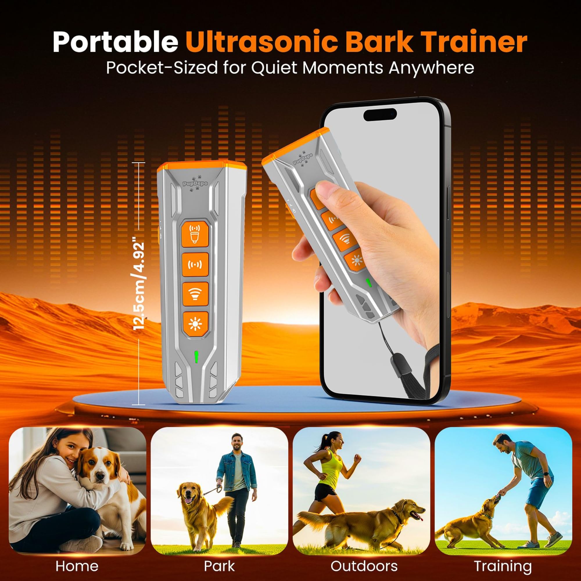 PupDepo device in LED flashlight mode aiding training in low light