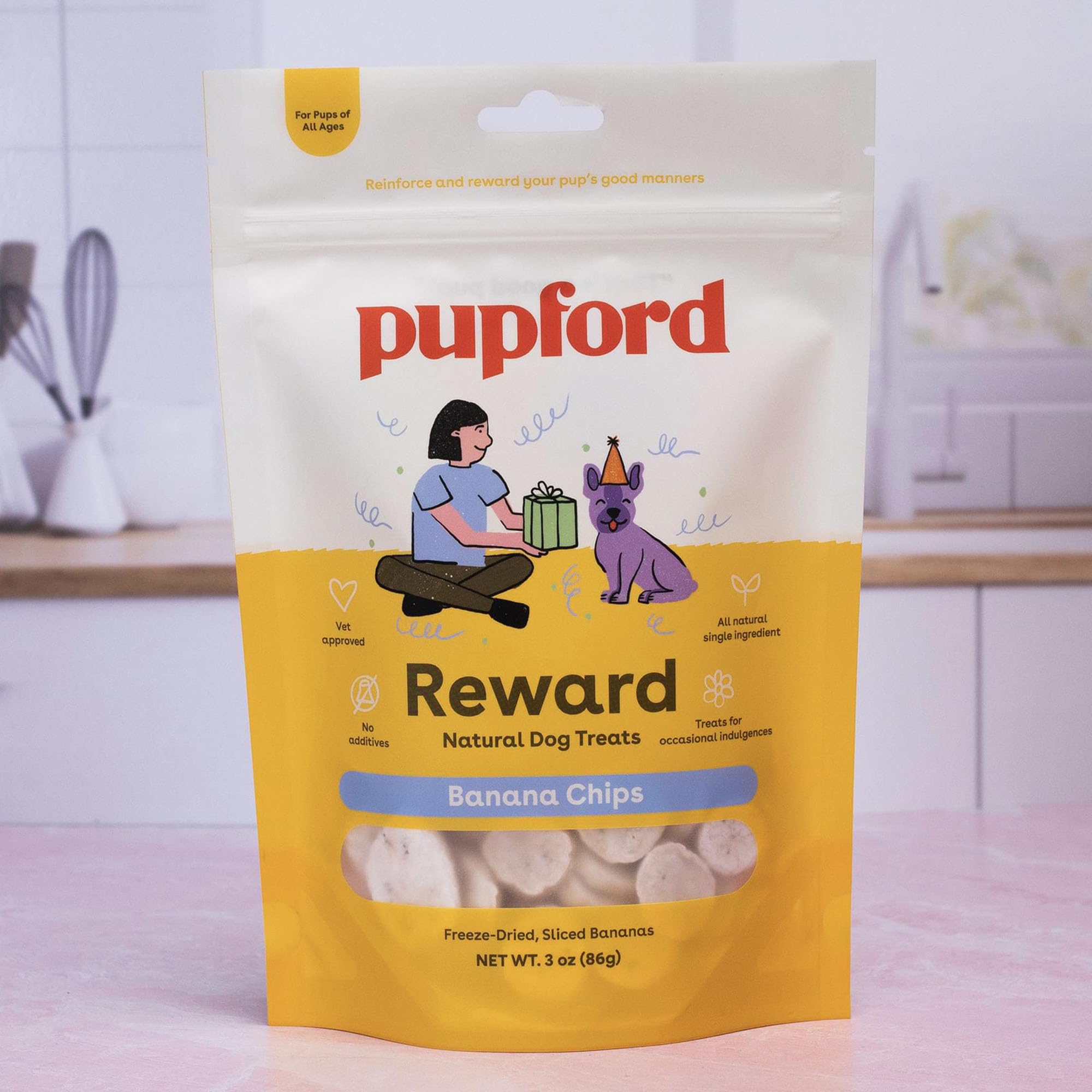 Pupford banana chip treat small pieces versatile bite-size option for low-calorie rewards