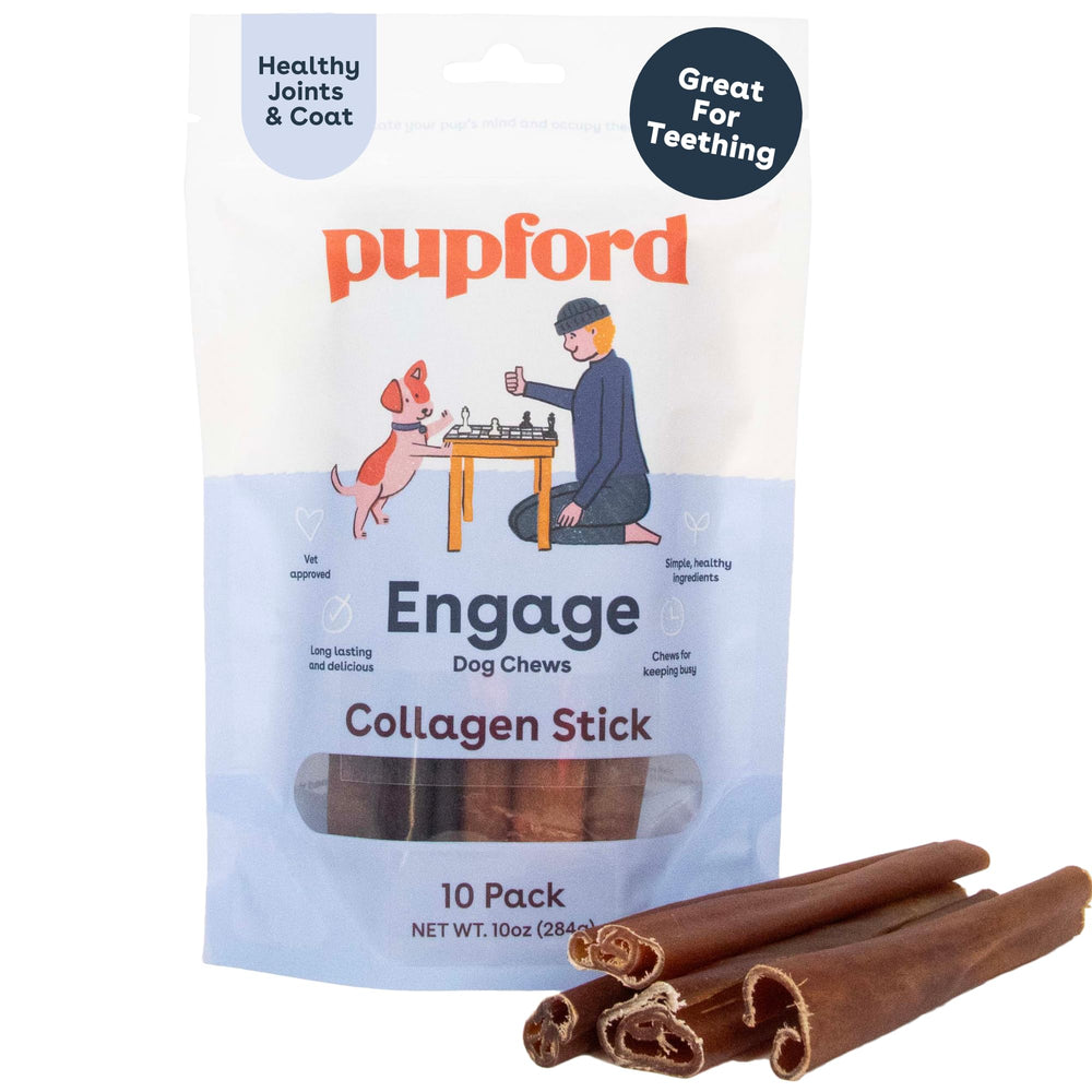 Pupford collagen stick chews for puppy-teething relief and safe chewing.