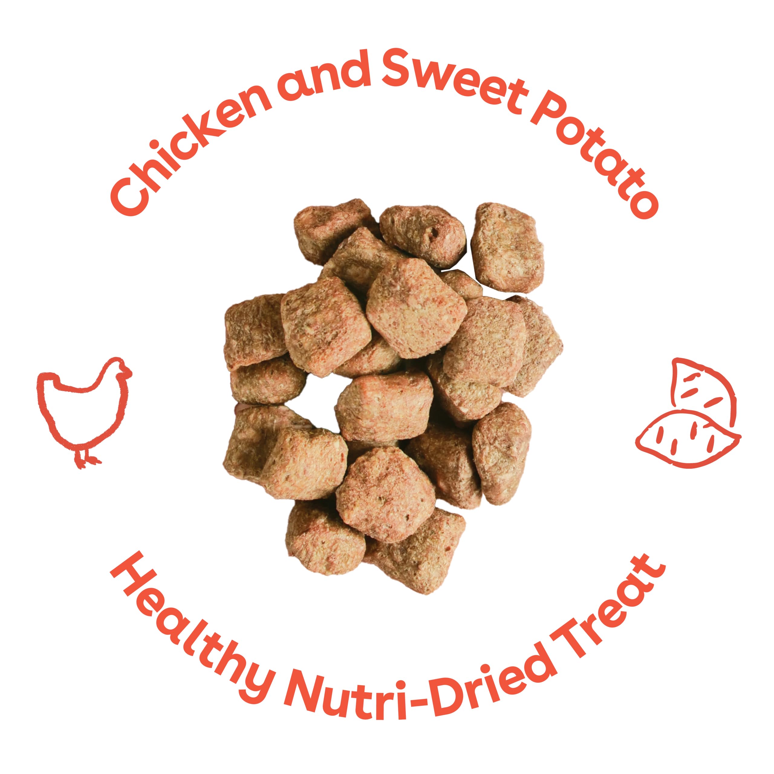 Pupford Crunchies pollo-batata, snack natural para perros y cachorros con sabor delicioso.