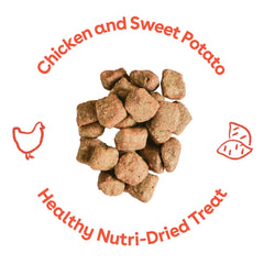 Pupford Crunchies pollo-batata, snack natural para perros y cachorros con sabor delicioso.