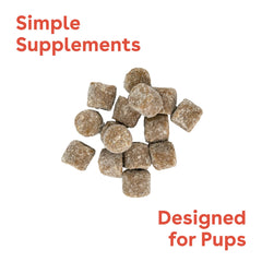 Pupford chews jar closeup showcases peanut butter and jelly flavor.