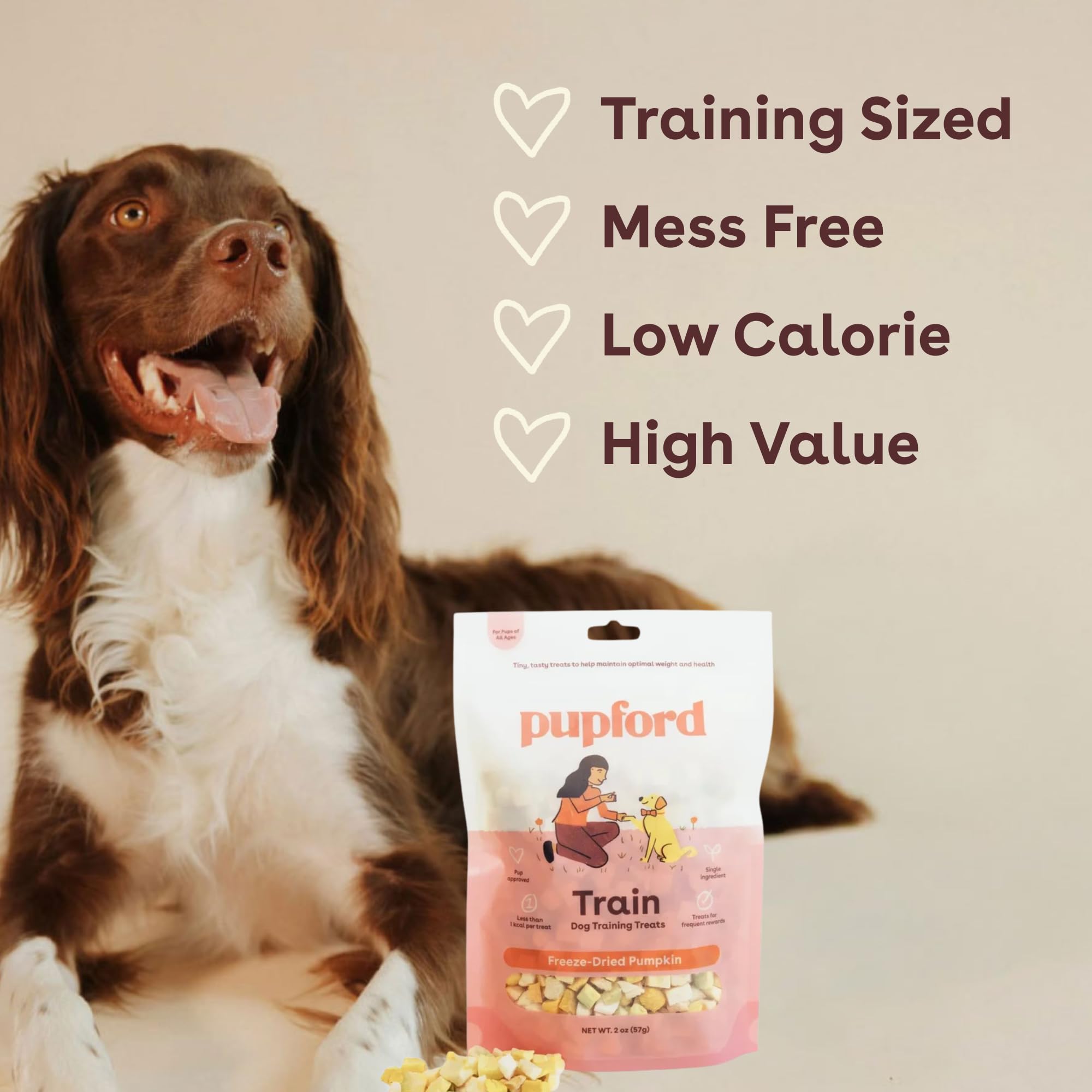 Pupford pocket-friendly pumpkin treats in hand for on-the-go training.