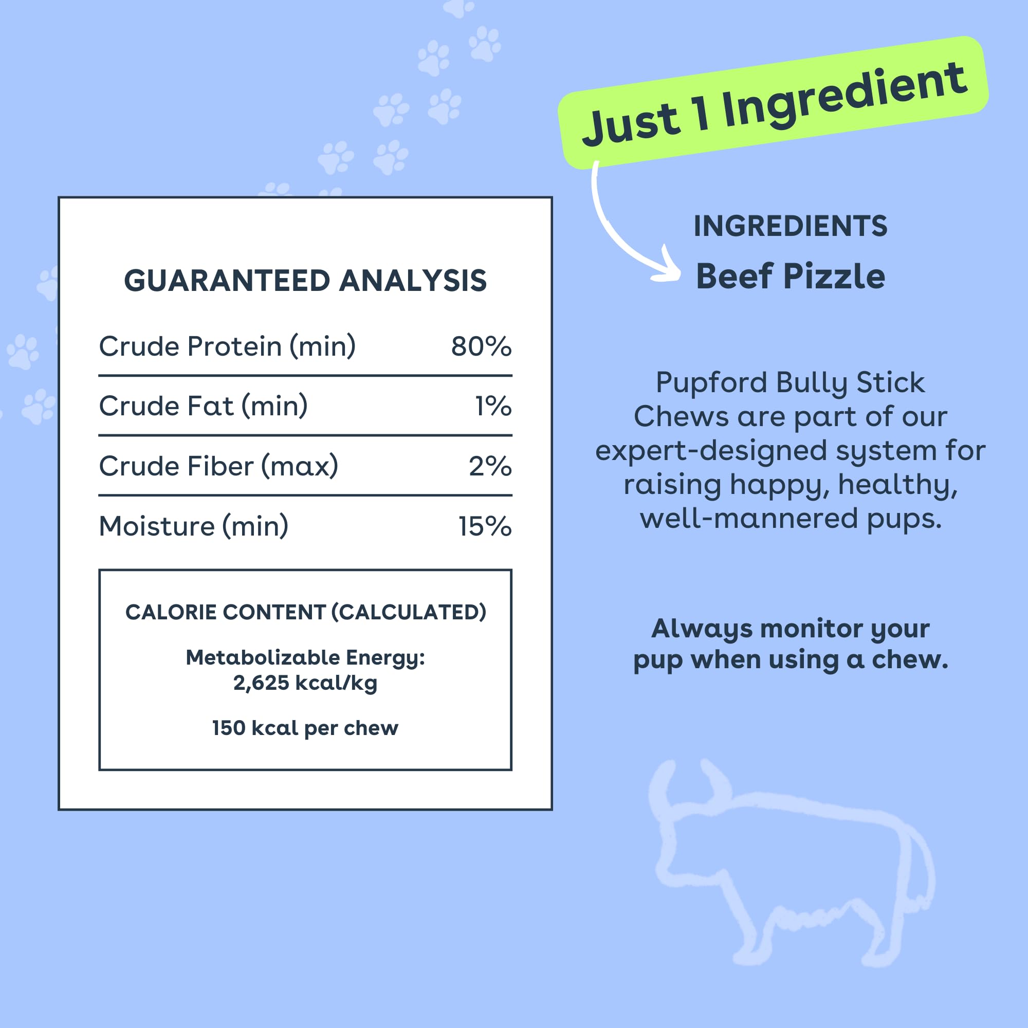 Pupford Smoked Bully Sticks odor-control close-up for a pleasant chew.