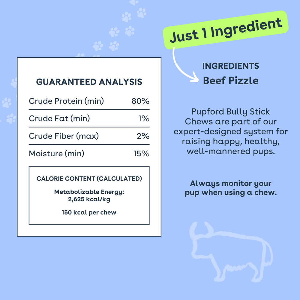 Pupford Smoked Bully Sticks odor-control close-up for a pleasant chew.