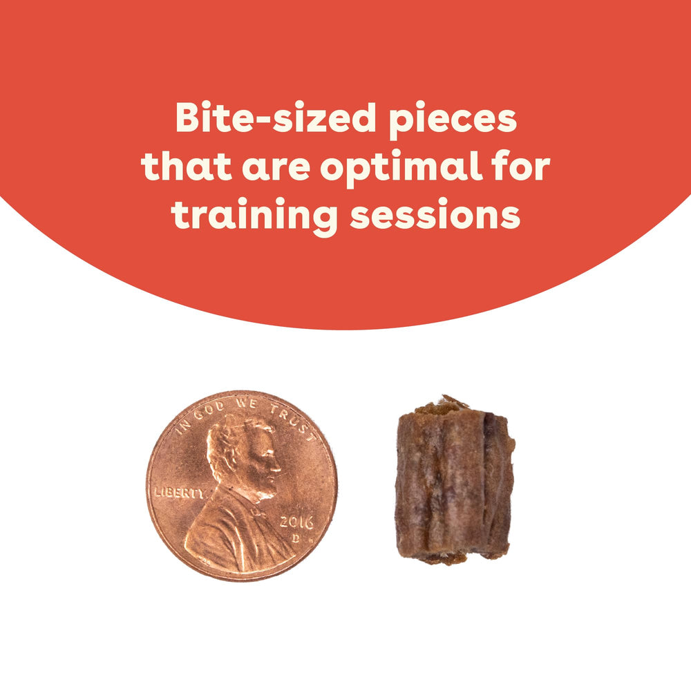Pupford puppy training session image—high-protein beef treats for frequent rewards.