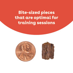 Pupford puppy training session image—high-protein beef treats for frequent rewards.
