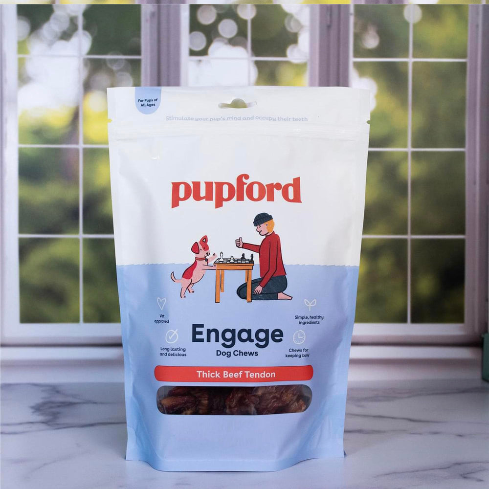 Pupford Thick Beef Tendon Chews suitable for all ages in a multi-dog home