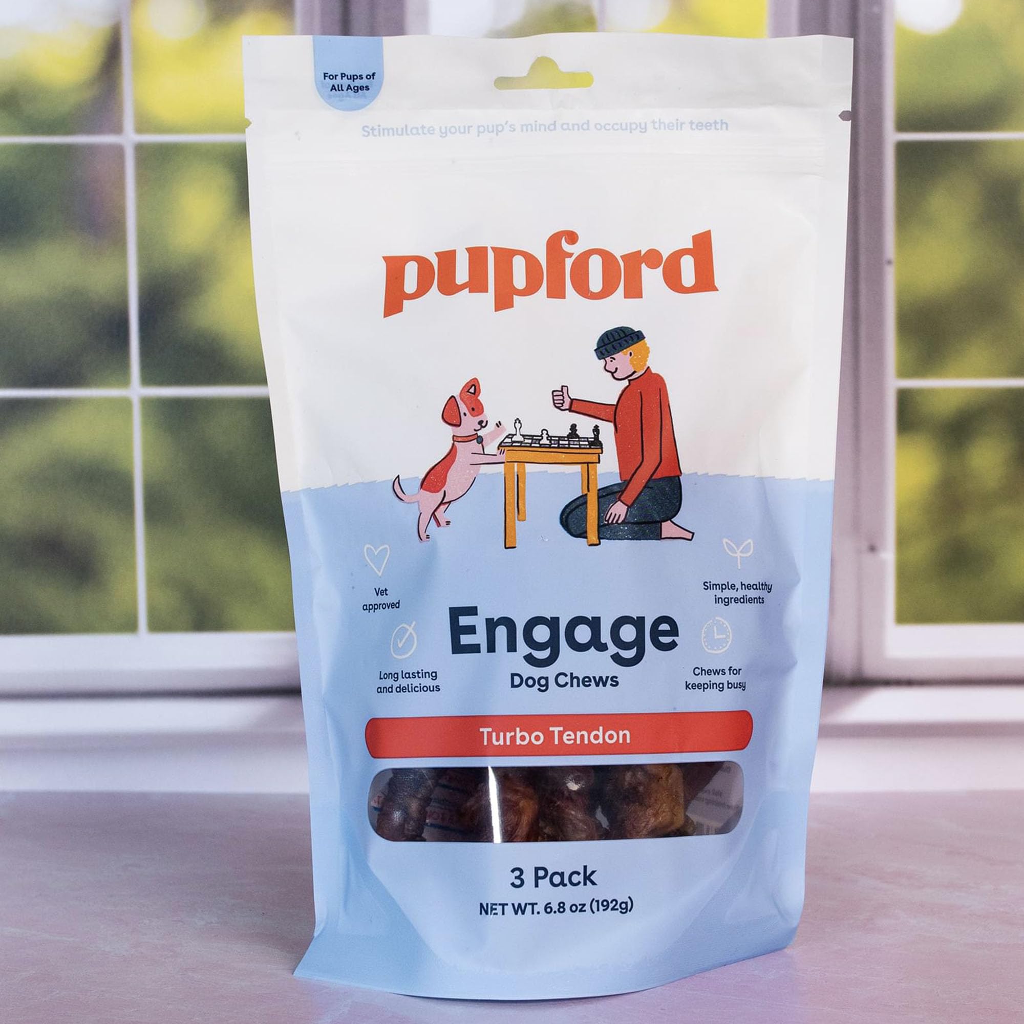 Pupford Turbo Beef Tendon Chews 5-count packaging ready for at-home rewards.