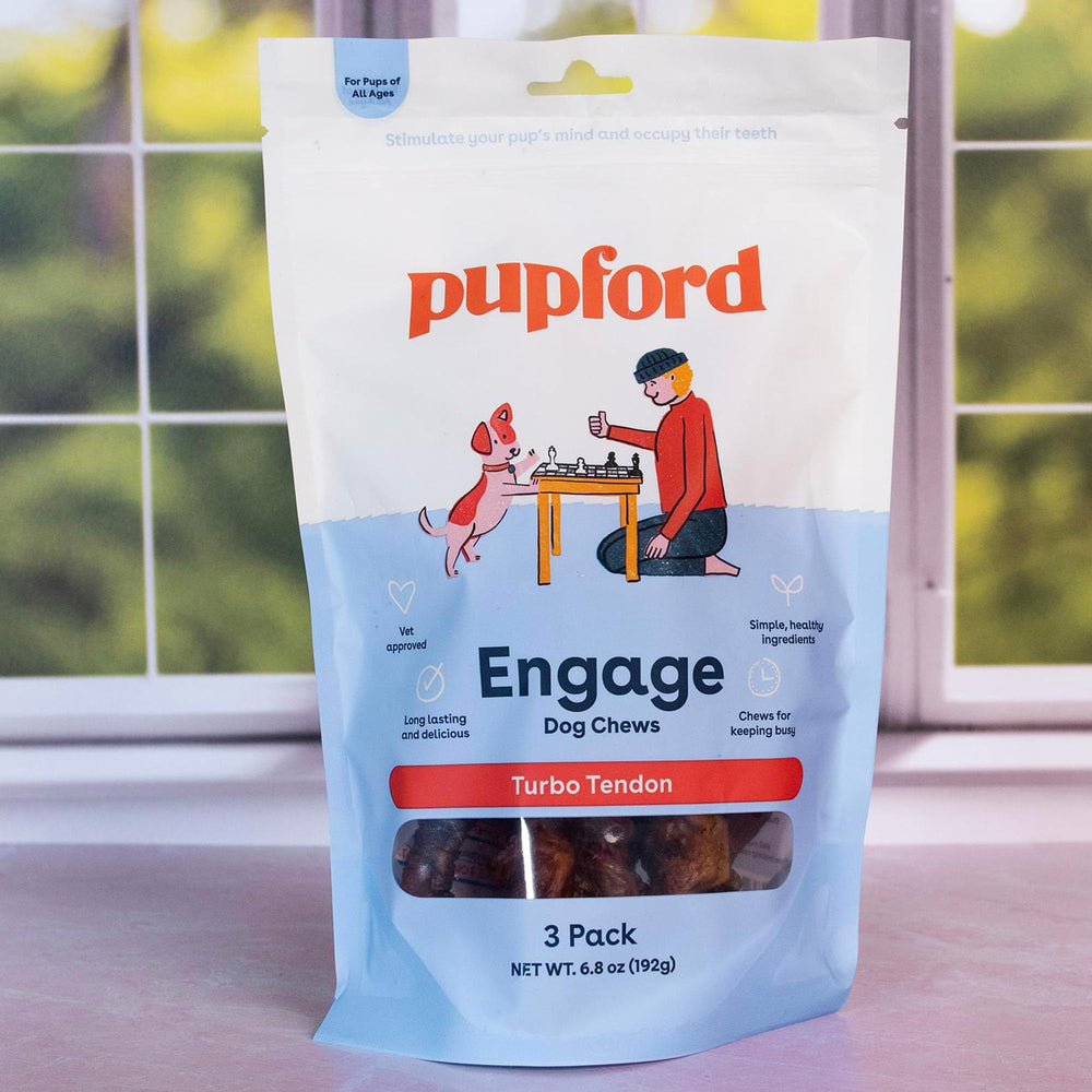 Pupford Turbo Beef Tendon Chews 5-count packaging ready for at-home rewards.