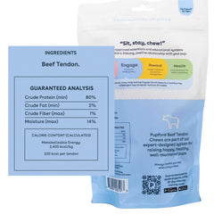 Pupford Turbo Beef Tendon Chews close-up texture highlights a durable, chew-worthy tendon.
