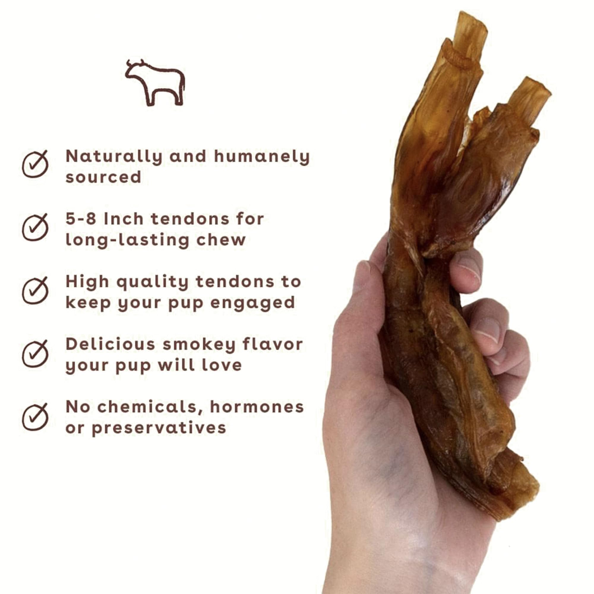 Pupford Turbo Beef Tendon Chews being chewed by a puppy during training rewards.