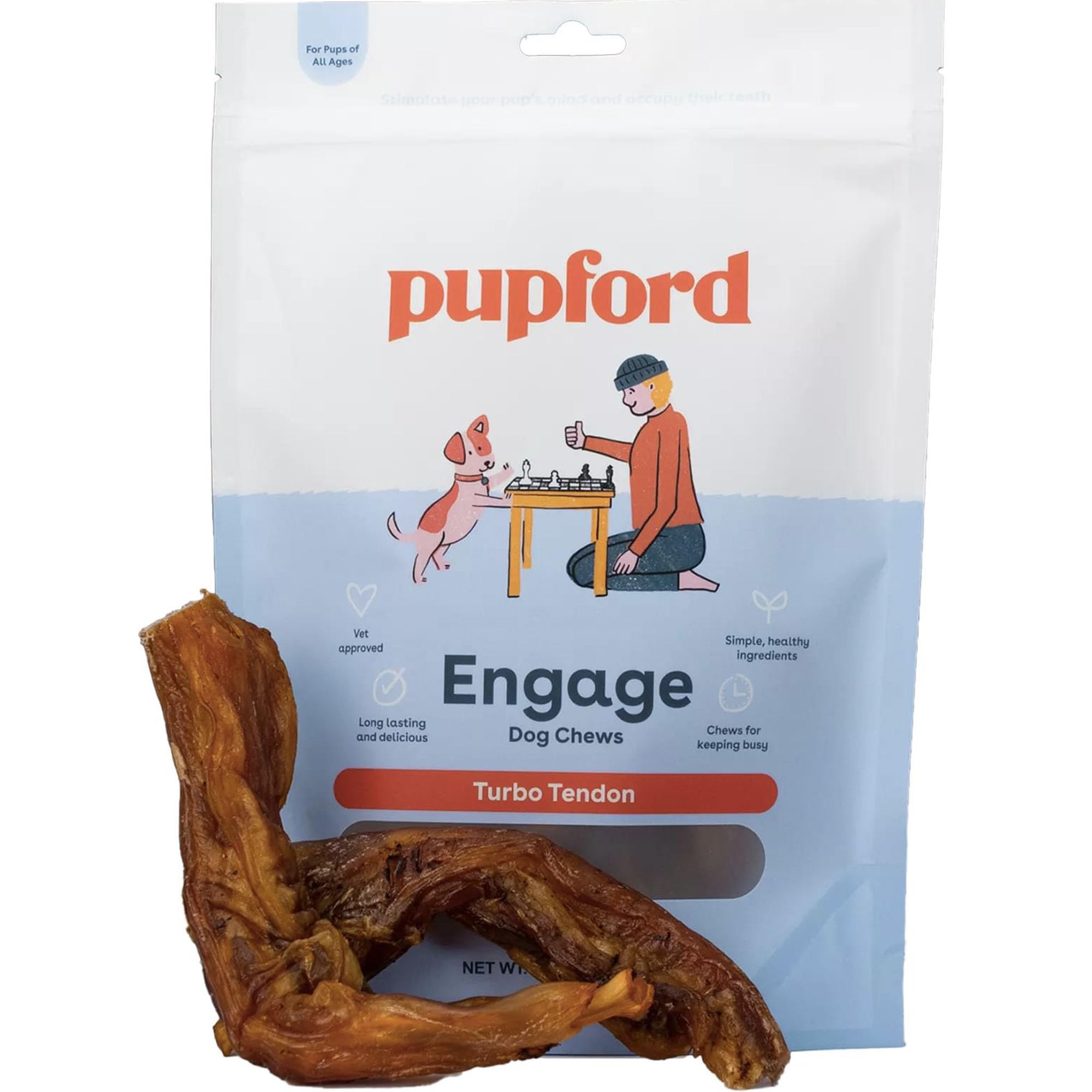 Pupford Turbo Beef Tendon Chews include glucosamine for joint-supporting nutrition.