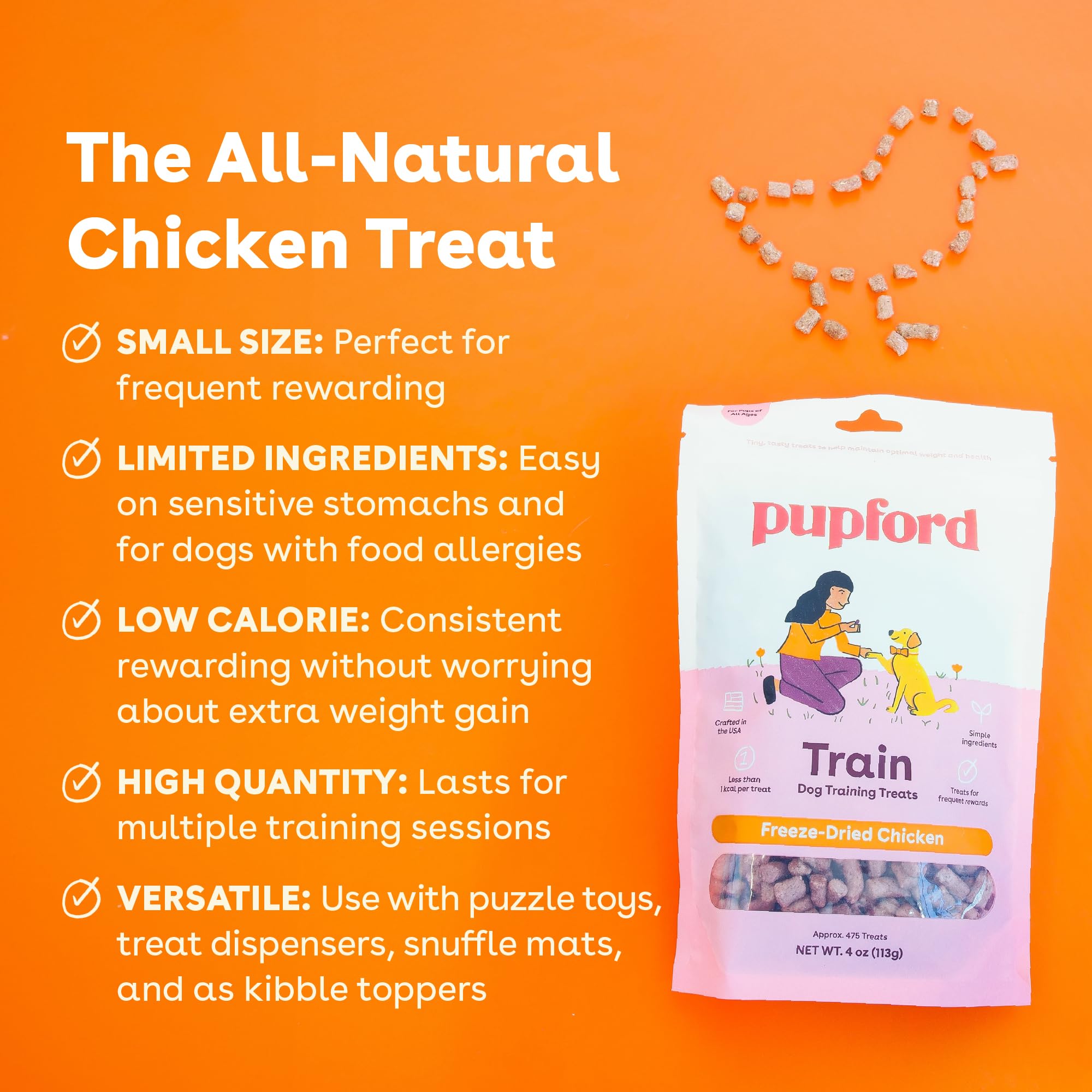 Pupford two-ingredient bites chicken close-up highlights simple ingredients