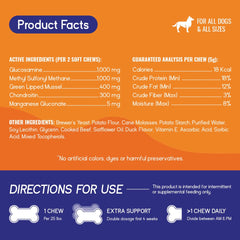 PupGrade glucosamine-chondroitin-msm ingredients panel highlighting joint support