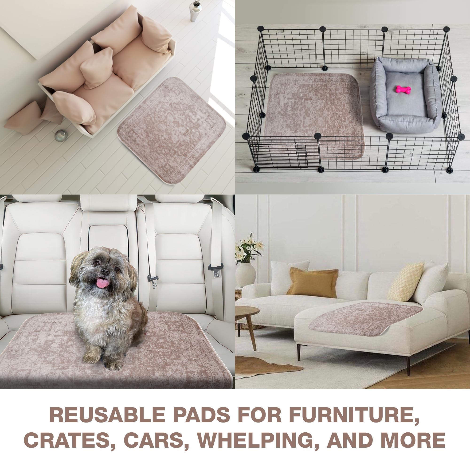 PUPIBOO multi-color-styles pad blends with home decor while protecting floors