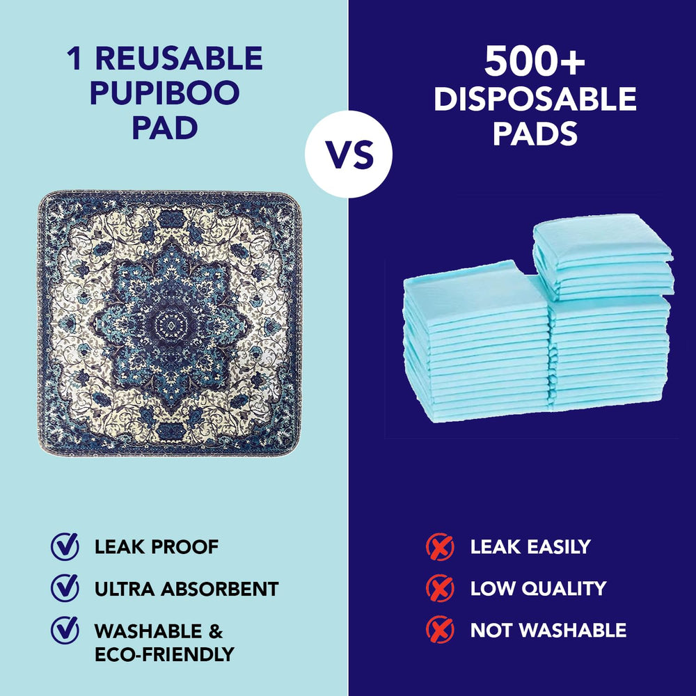 PUPIBOO pad with non-slip backing stays secure on hardwood floors.