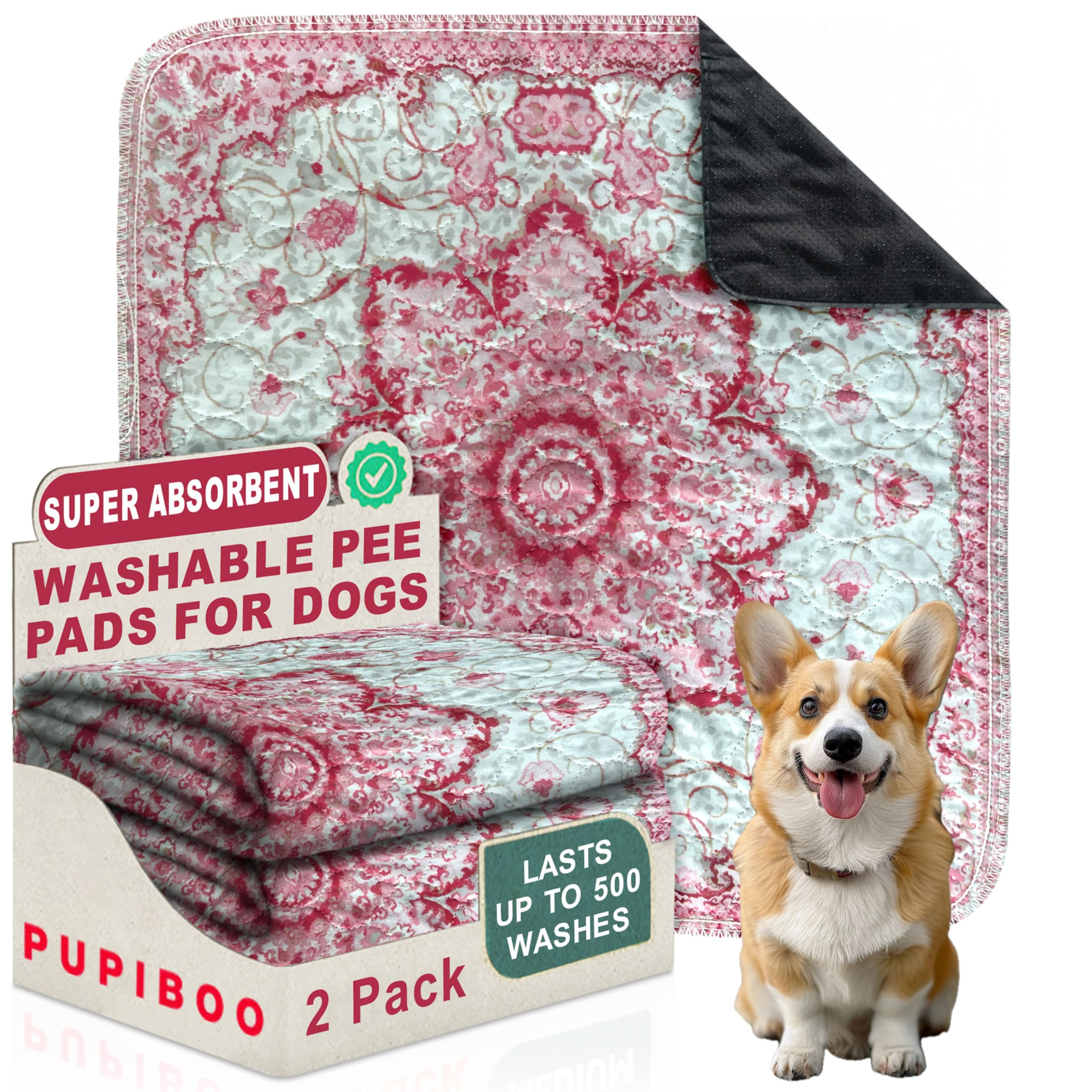 PUPIBOO washable pee pad with waterproof coating provides leak-free floor protection.