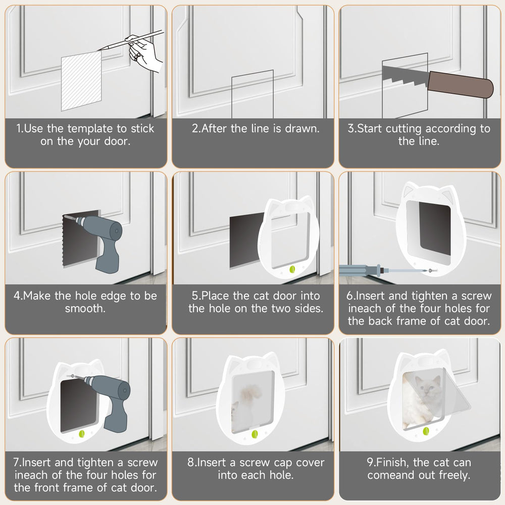 PUPIHOM cat door barrier-free design image supports free movement for cats and small pets.