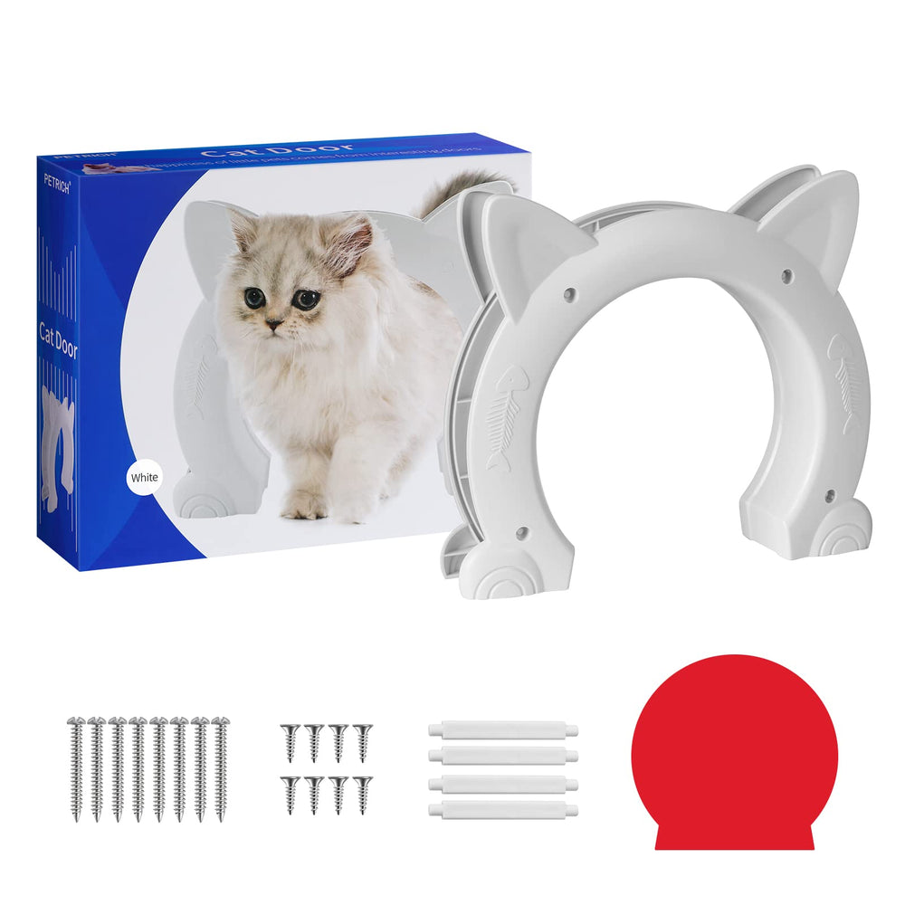 PUPIHOM cat door interior front view in white enabling easy pet access