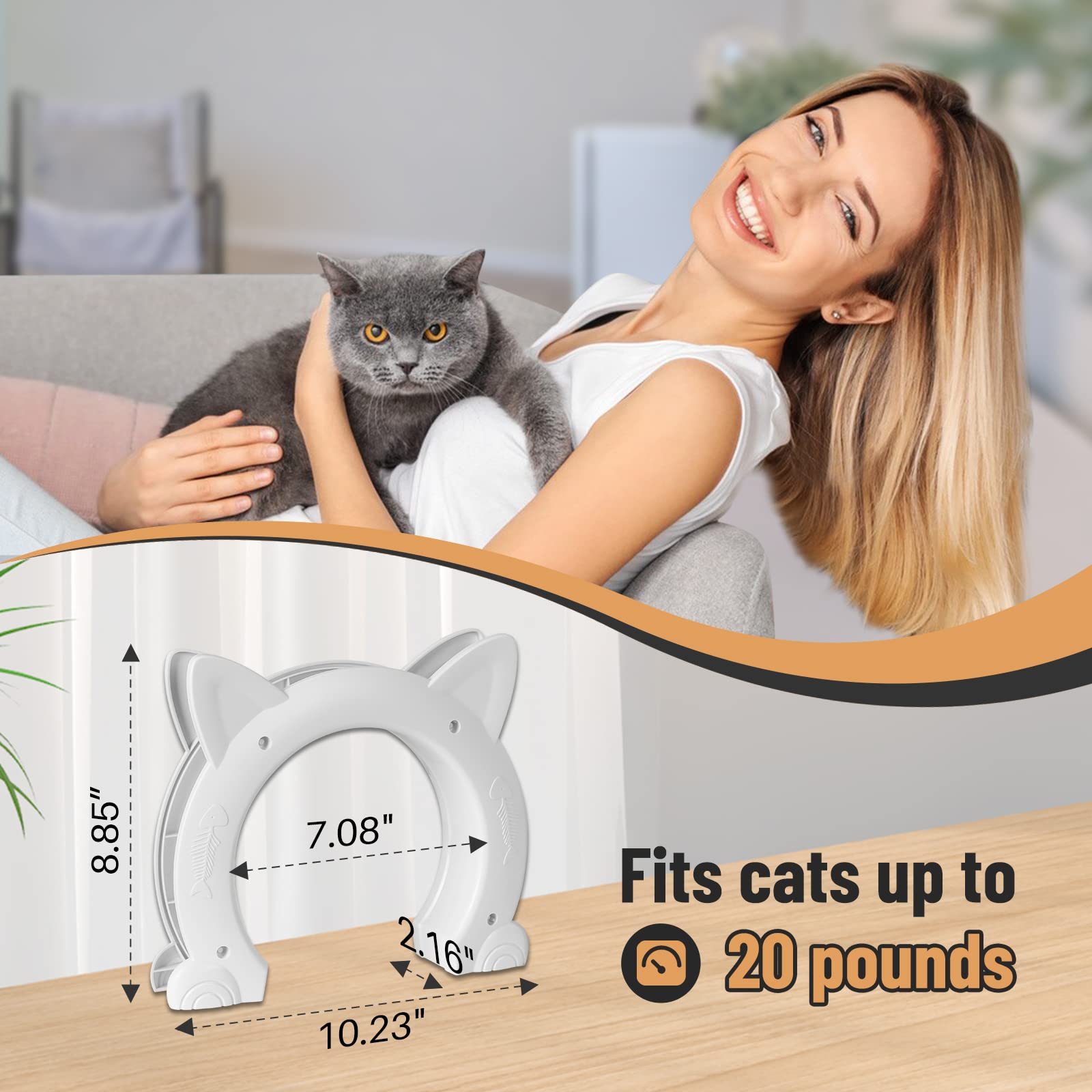 PUPIHOM cat door interior pass-through opening supports independent access