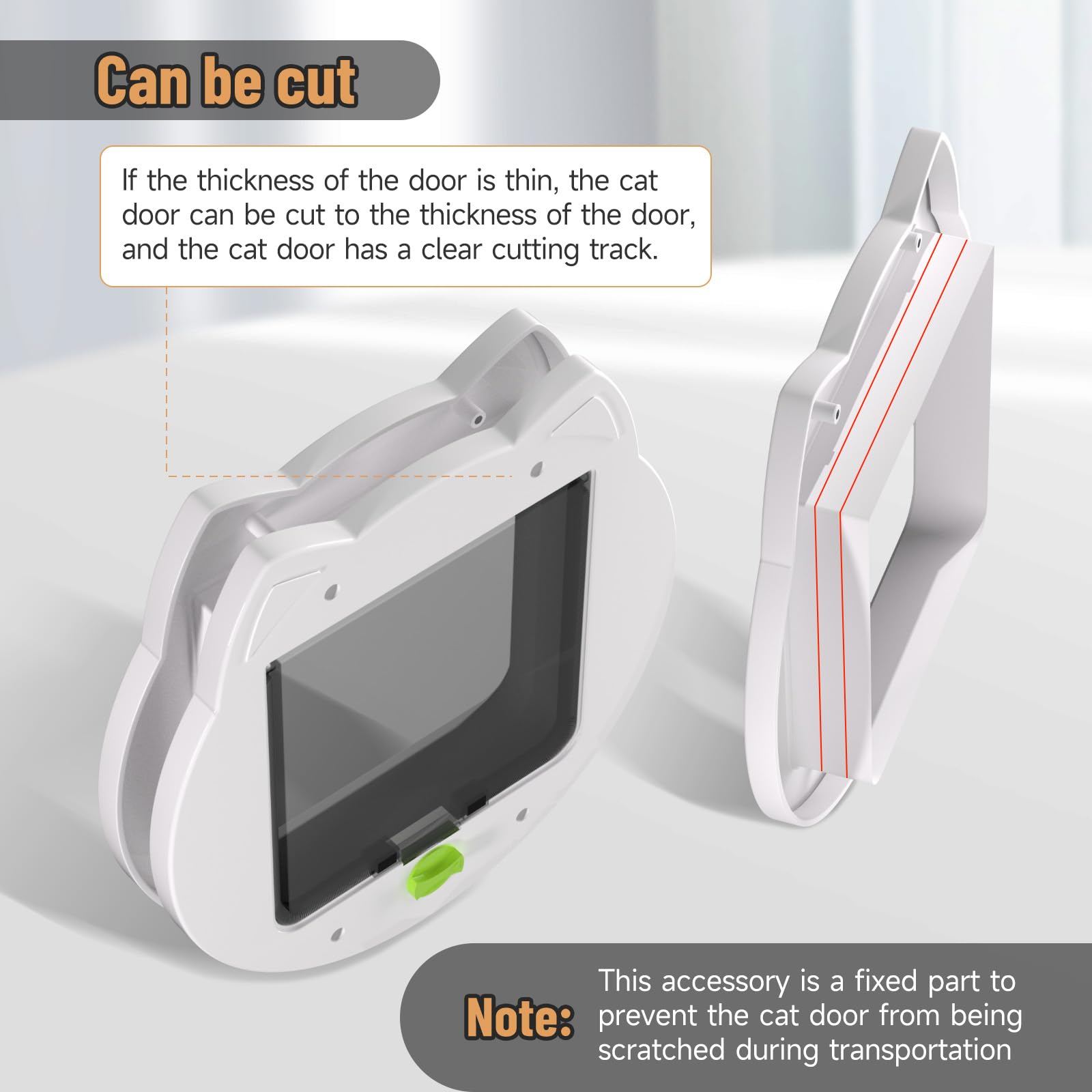 PUPIHOM cat door pass-through opening image shows room for cats up to 55 lbs.