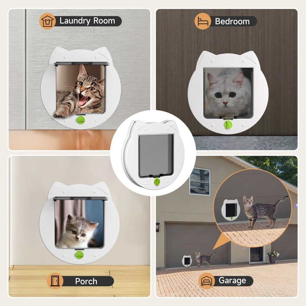 PUPIHOM cat door quiet operation image highlights calm, distraction-free living.
