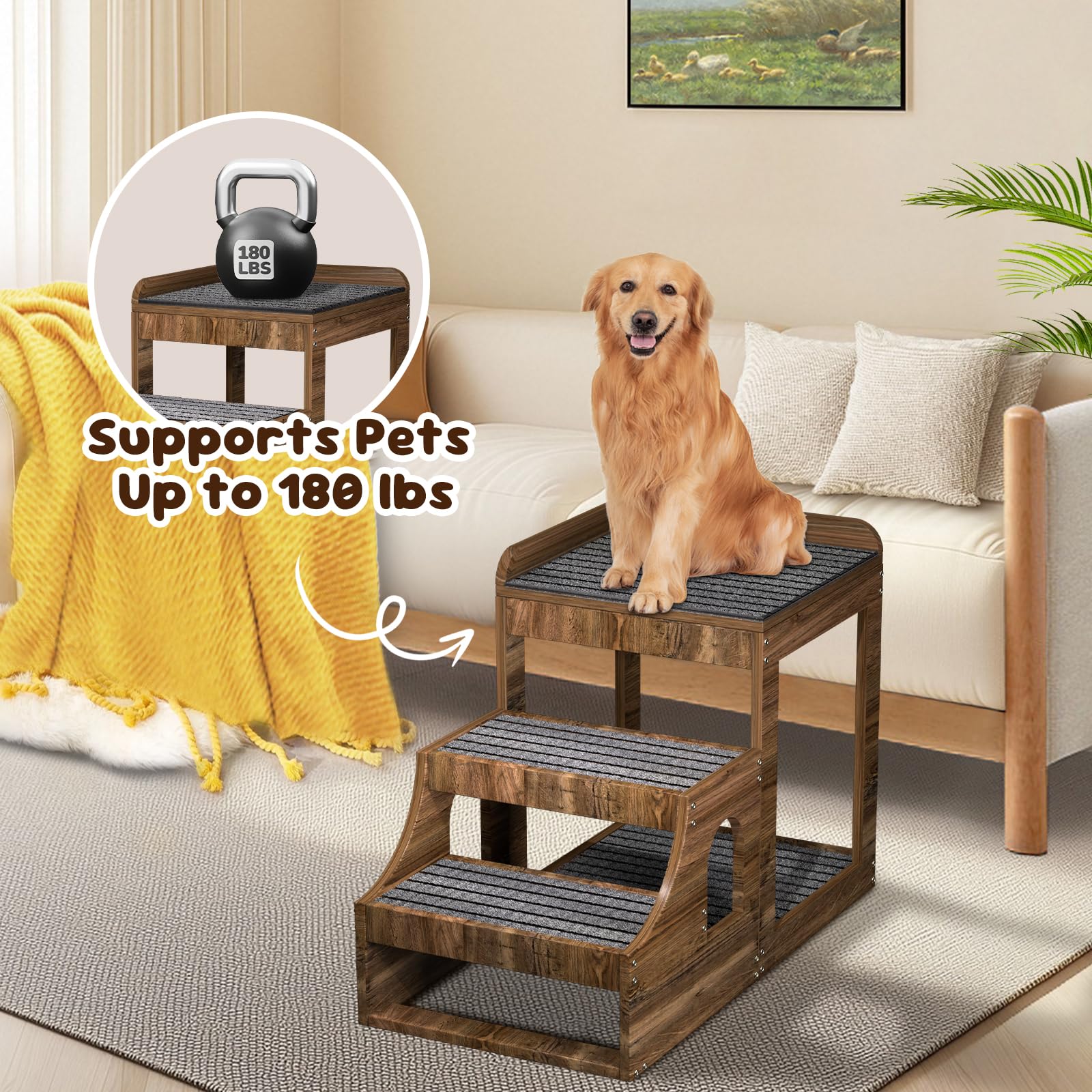 PUPIHOM solid wood construction supports up to 180 lbs for durability