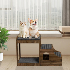 PUPIHOM pet window perch with stairs offers a sturdy elevated view for curious dogs and cats