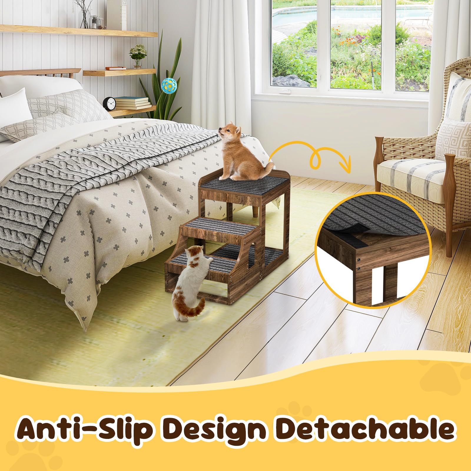 PUPIHOM top platform height aligns with beds or sills for easy access