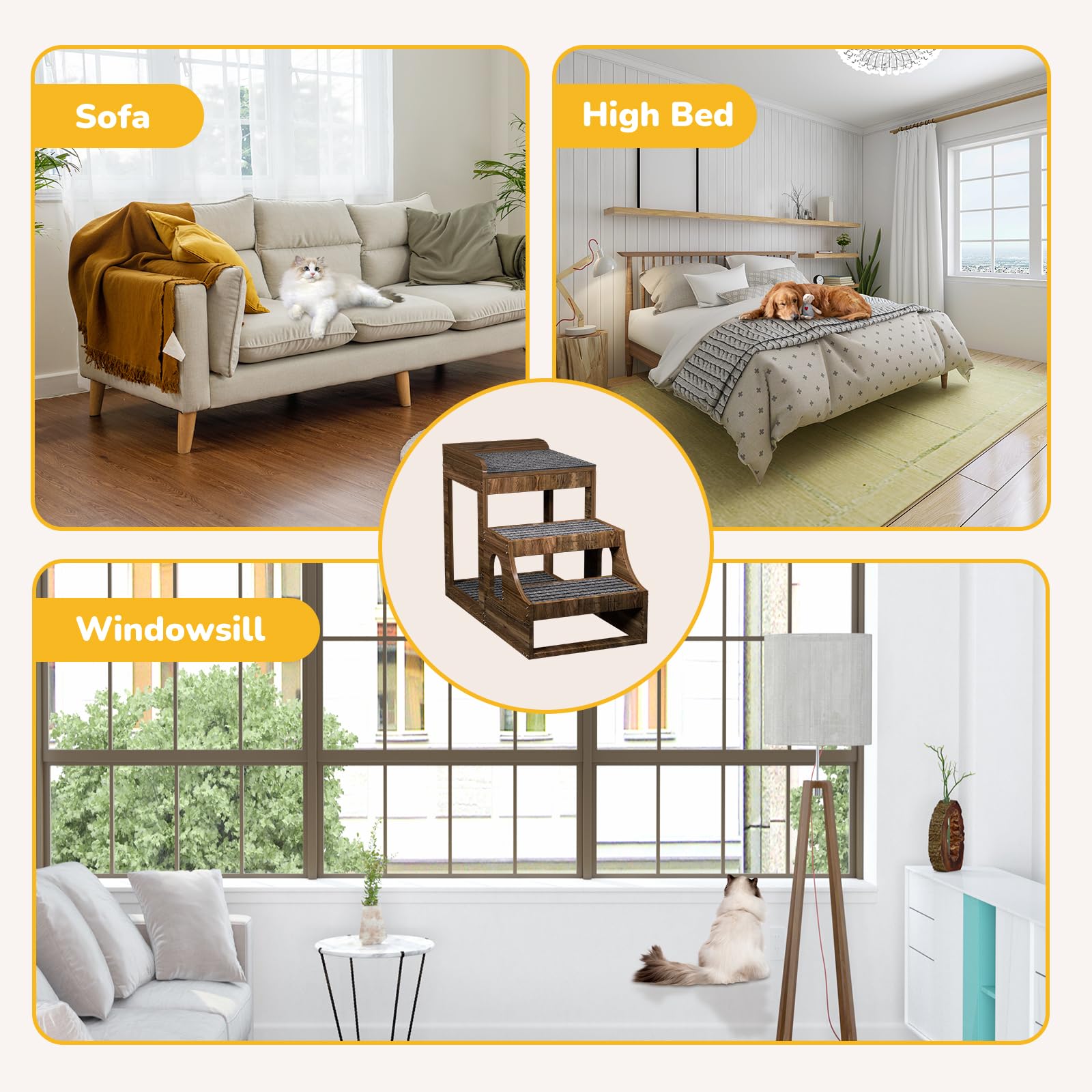 PUPIHOM 2-step staircase can be placed beside sofas for convenient access