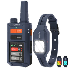 PUPKIDS dog shock collar closeup showing micro-pulse technology for humane training.