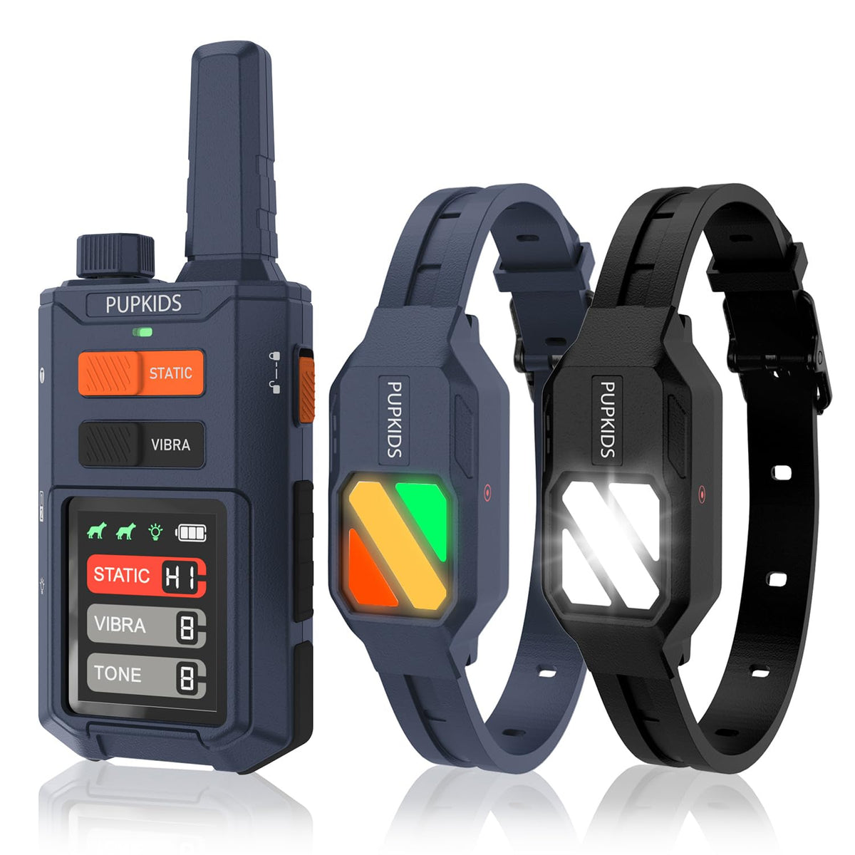 PUPKIDS dog training collar front view remote—intuitive controls for quick obedience training.