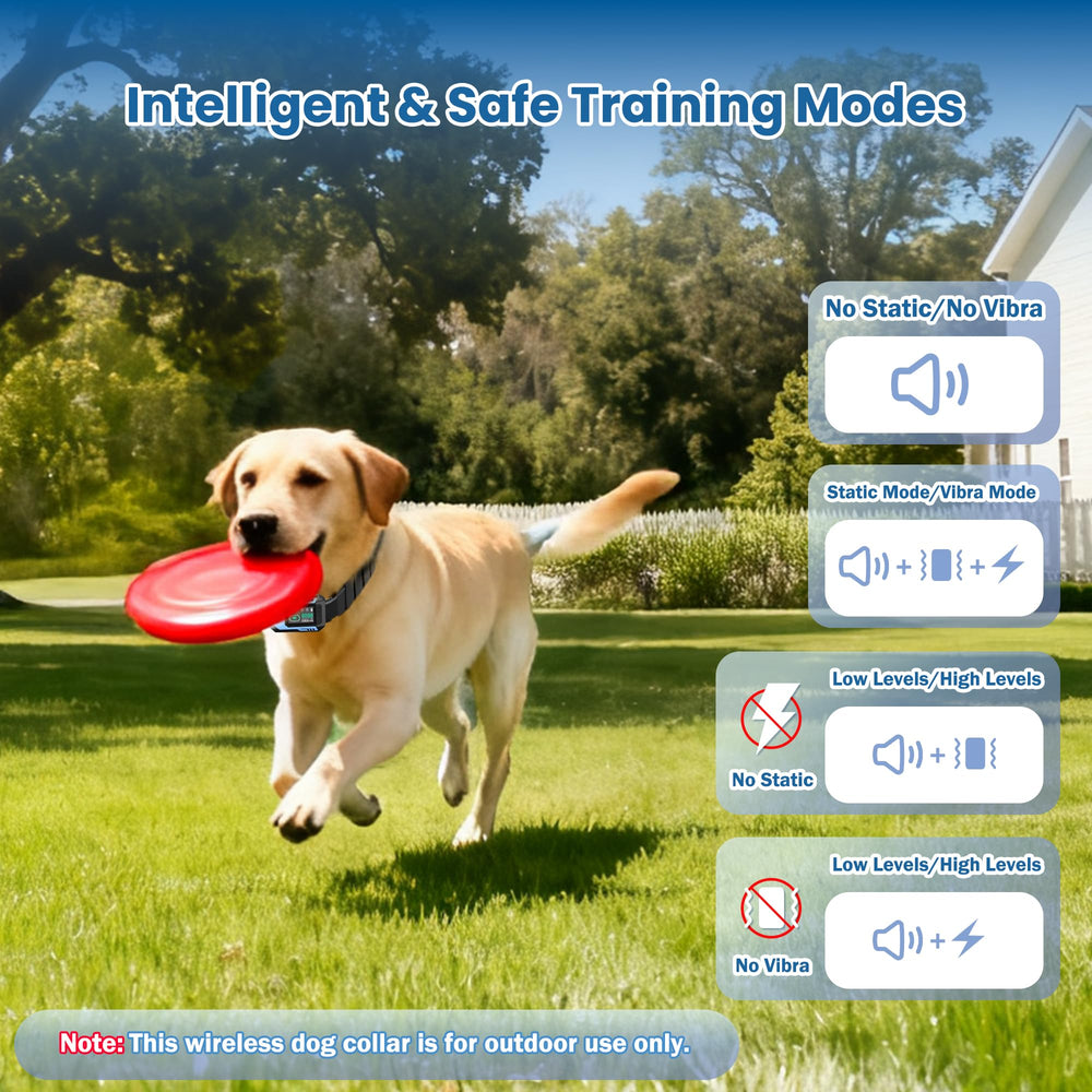 PUPKIDS GPS fence training modes display illustrates eight correction options for training sessions.