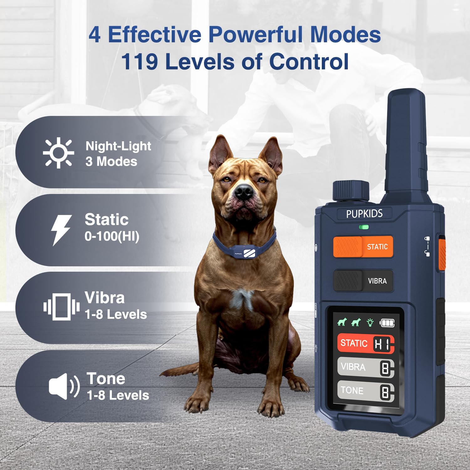 PUPKIDS night light modes improve visibility during dusk outdoor walks.