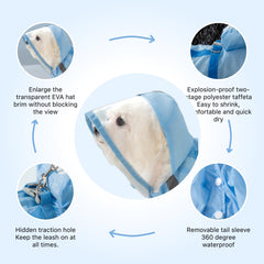 PupMist enlarged brim raincoat helps shield eyes from spray