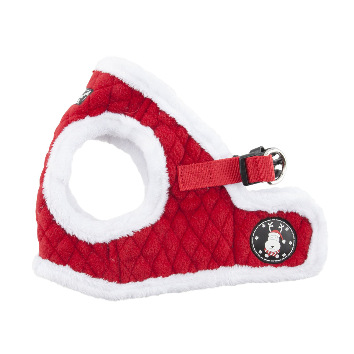 Puppia Blitzen Vest Harness red XL front view shows warm fleece for winter walks