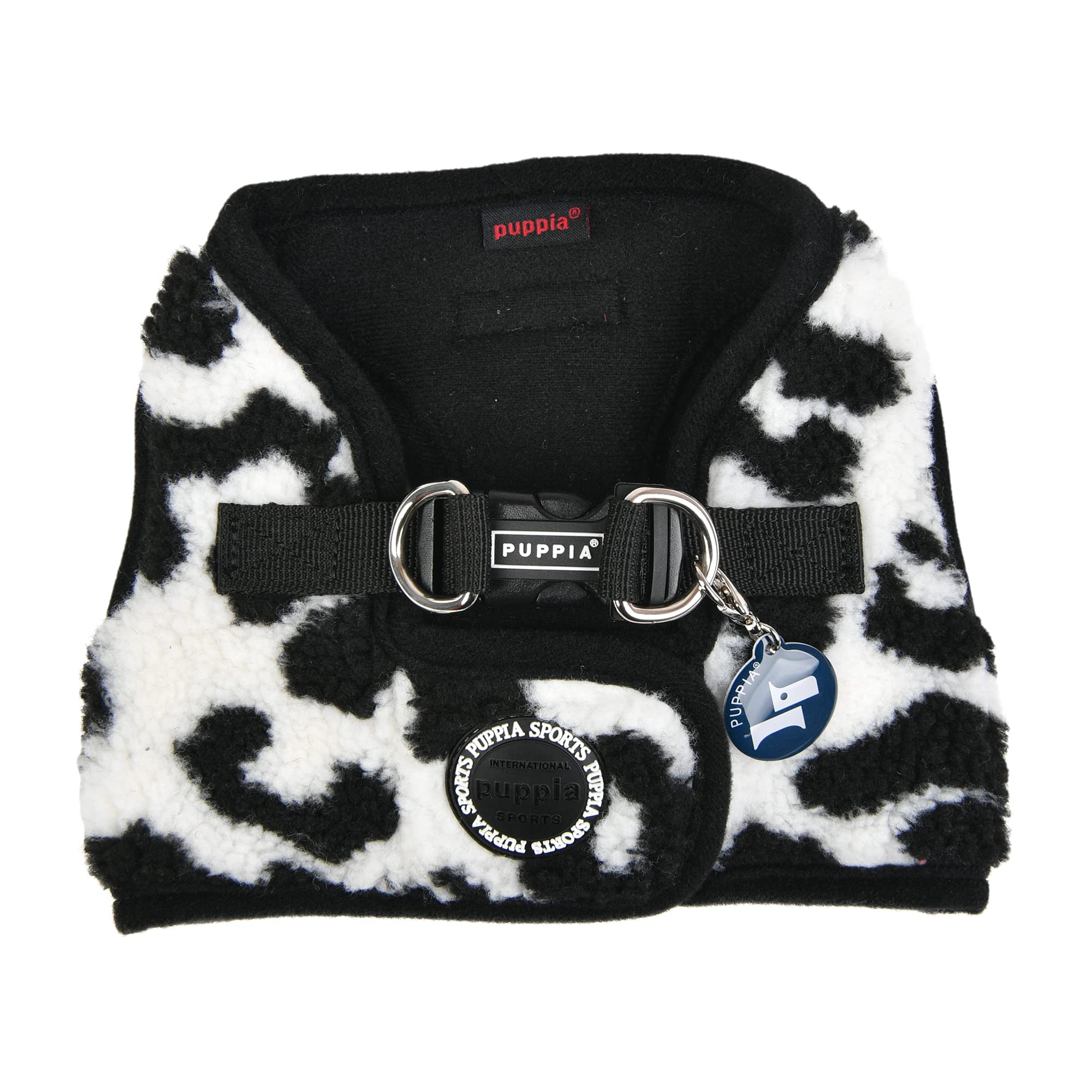 Puppia Serval Vest Harness back closure and fleece interior for snug fit.