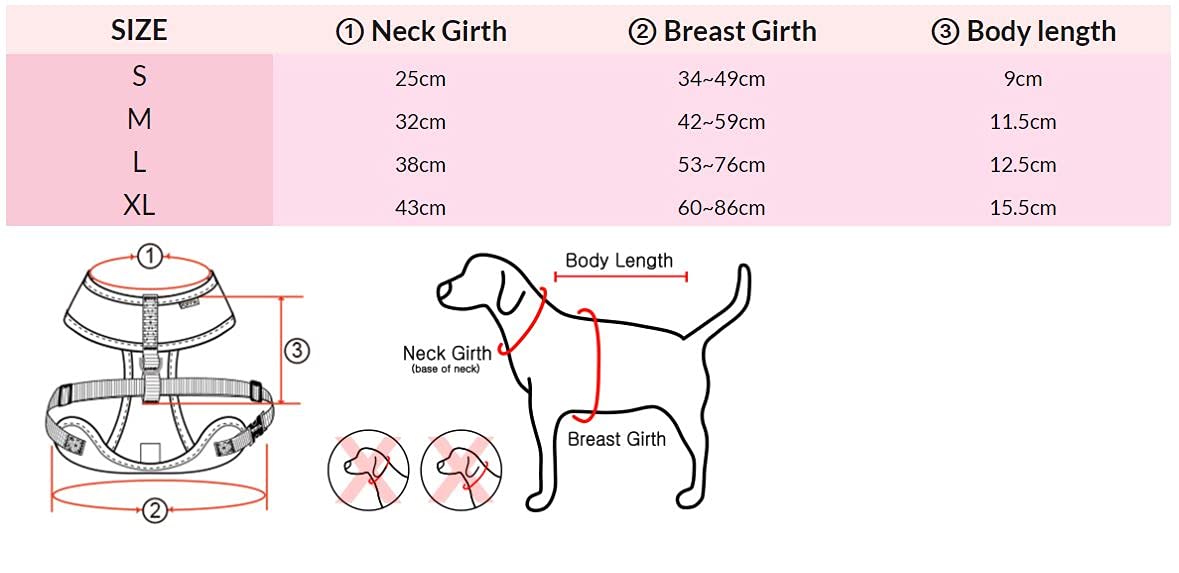 Puppia Soft Harness II Navy M size information shows all-life-stages suitability