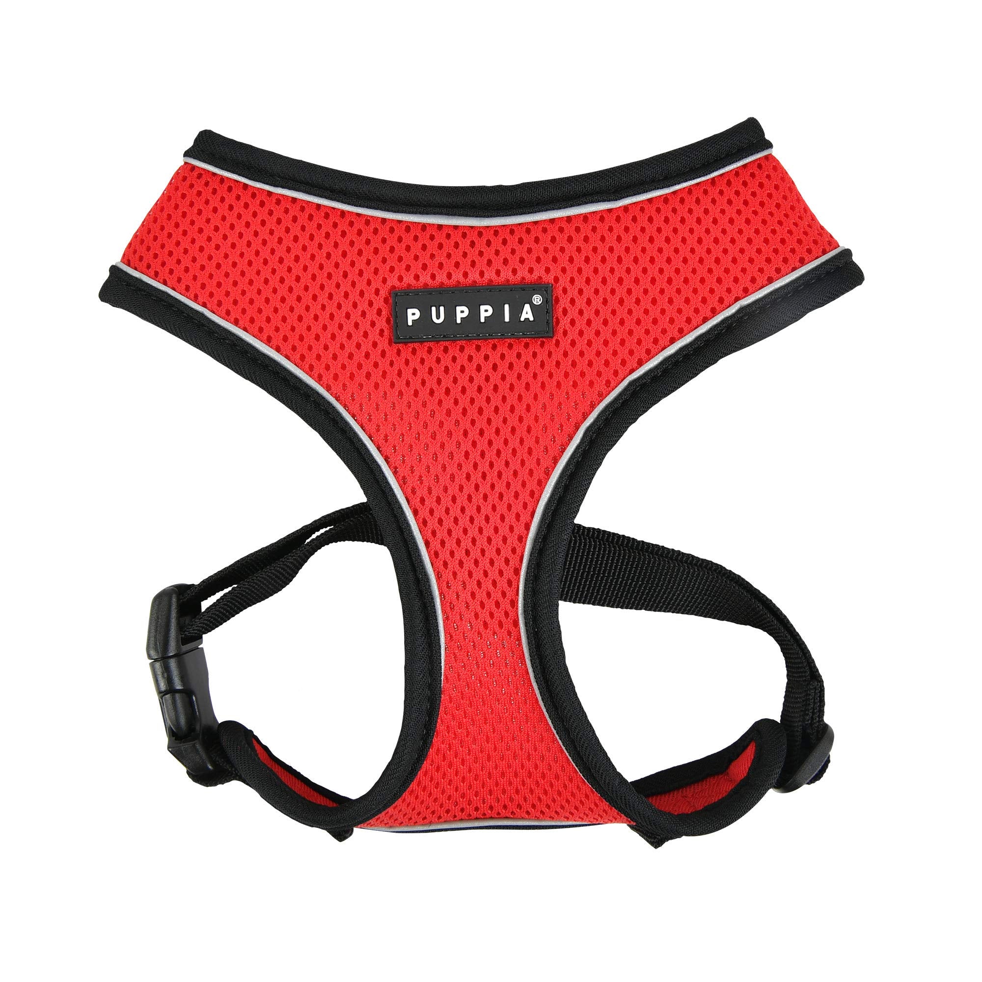 Puppia Soft Harness Pro Red XL front view for comfortable, controlled walks.
