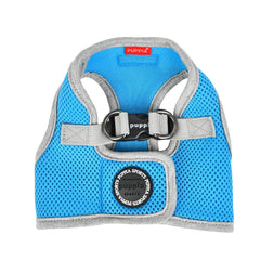 Puppia Soft Vest Harness B II Sky Blue front view for comfortable daily walks